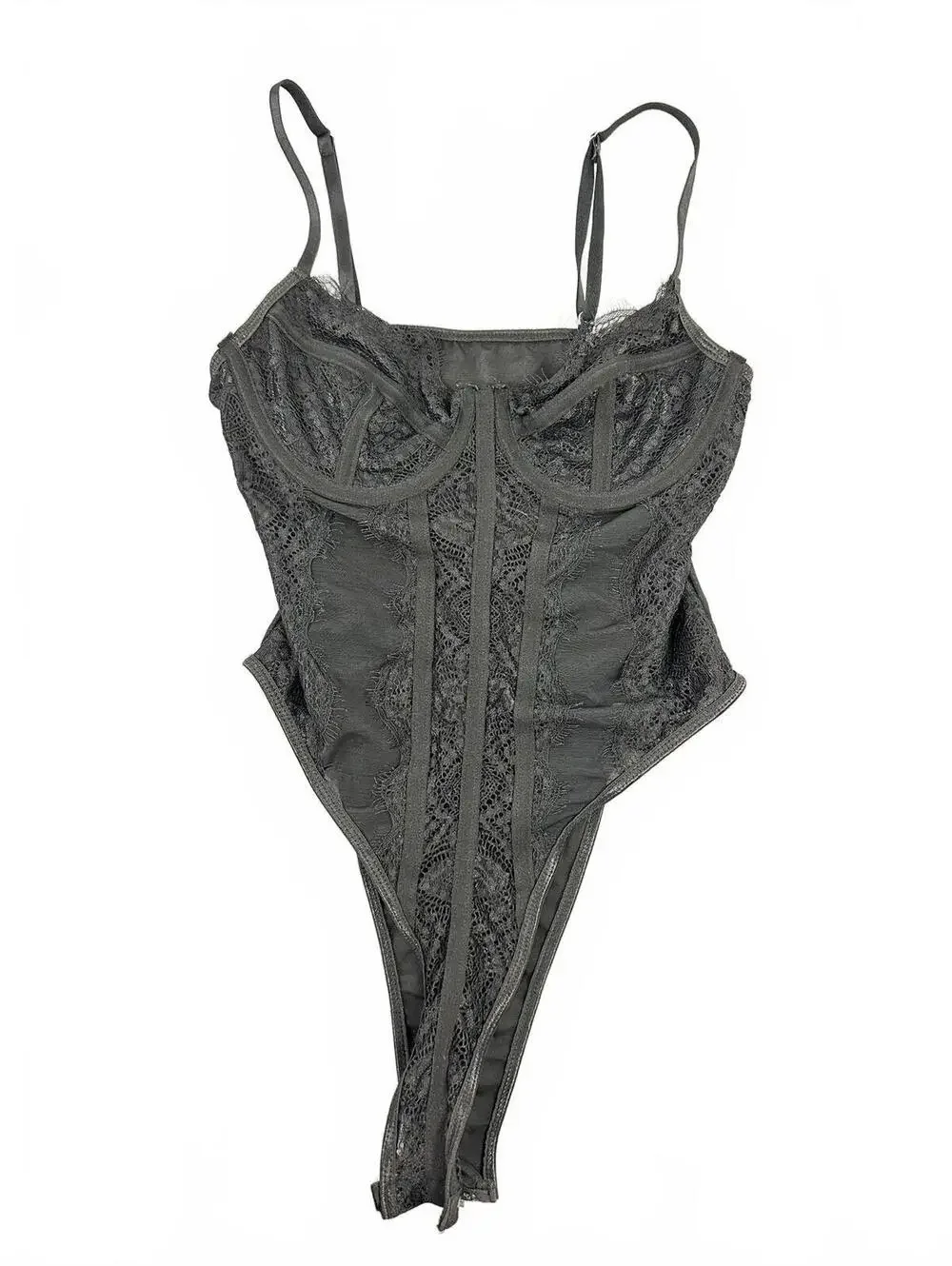 Black Lace Bustier Bodysuit Corset Style